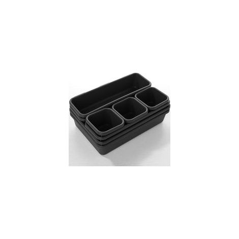 (2 pezzi/nero) Scatola portaoggetti in plastica per vari cassetti, divisori liberamente combinabili, piccola scatola portaoggetti per ufficio - Crezuo