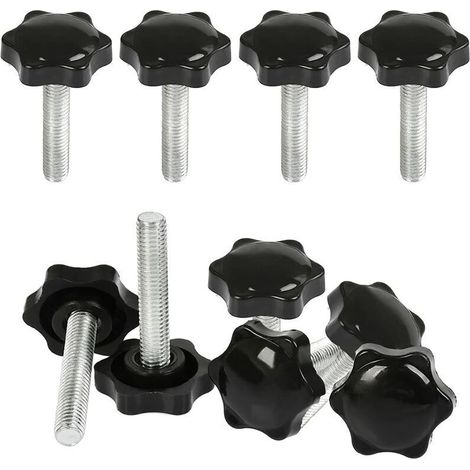 10 pezzi M8 x 40 mm manopole di serraggio vite a testa zigrinata, manopola filettata mano dado a stella M8 bullone di serraggio filettato con dado, manopole di serraggio filettate con maniglia..