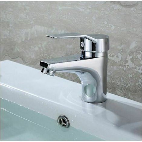 Mitigeur Lavabo - Acier Inoxydable - Monotrou - Poignée Unique - Pour Vasque - 1 Pièce (1/4)