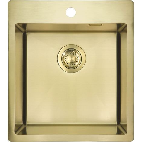 Einbauspülbecken Goldfarben eckig 45 cm Edelstahl mit Siphon "Olfato Precious"