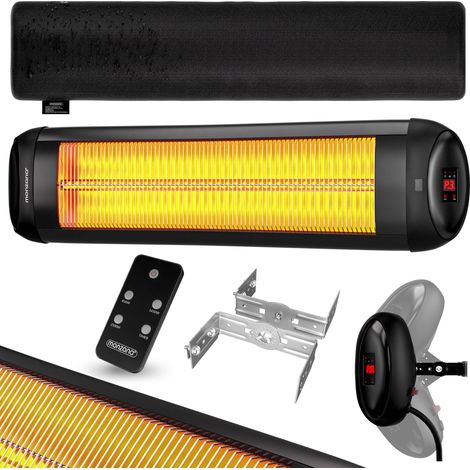 MONZANA® Infrarot Heizstrahler MZH2501 2500W 3 Stufen Timer Fernbedienung Wärmestrahler Terrassenstrahler Elektrisch  schwarz (1/5)