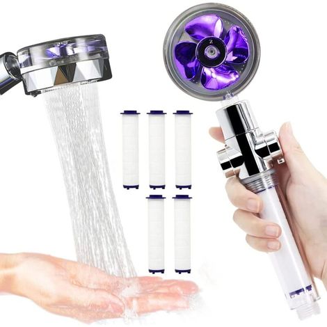 Vtizikl Pomme De Douche à Hélice,Buse De Douche Rotative à éConomie D'Eau à 360 °,pommeau De Douche Haute Pression Avec Filtre (1/4)