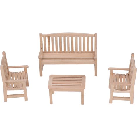 Ensemble de 4 Bancs Miniatures en Bois pour Maison de Poupée 1:12, Meubles de Jardin Décoratifs (1/5)