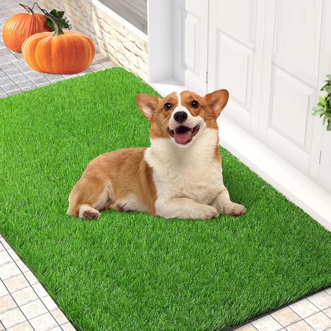 Gazon artificiel pour pelouse, tapis de gazon synthétique réaliste pour intérieur et extérieur pour animaux de compagnie, fausse pelouse avec trous de drainage 31 x 39in (1/4)