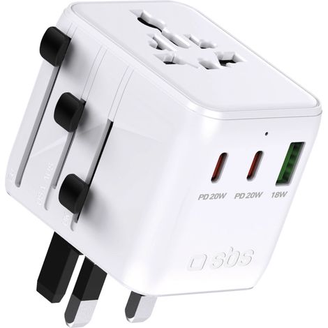 Adattatore da viaggio USB-C USB-A EU UK US AUS JP - Bianco (1/5)