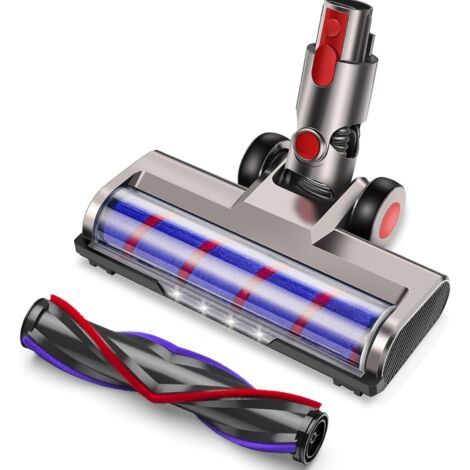 Brosse pour Dyson V7 V8 V10 V11 V15, Brosse Dyson Flexible et Pivotante à 180° avec 4 Lampes Frontales LED et 2 Rouleaux de Remplacement Sols Durs et Moquettes (1/5)