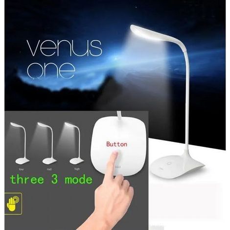 Lampe de bureau LED - Blanche - Rechargeable - 3 niveaux de luminosité (1/4)
