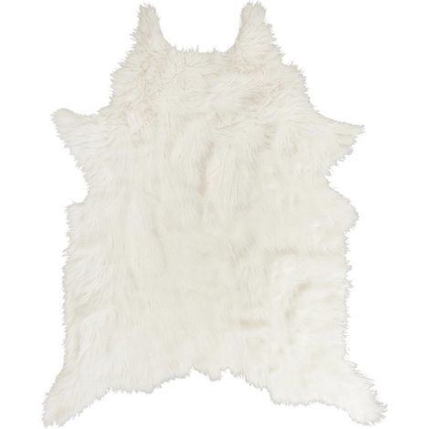 Tapis forme peau de bête imitation fourrure blanc 120x158 cm (1/4)