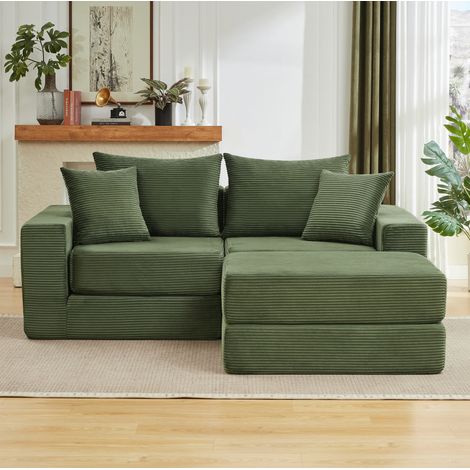 Divano modulare 2 posti trasformabile verde OKMYHOME (1/5)