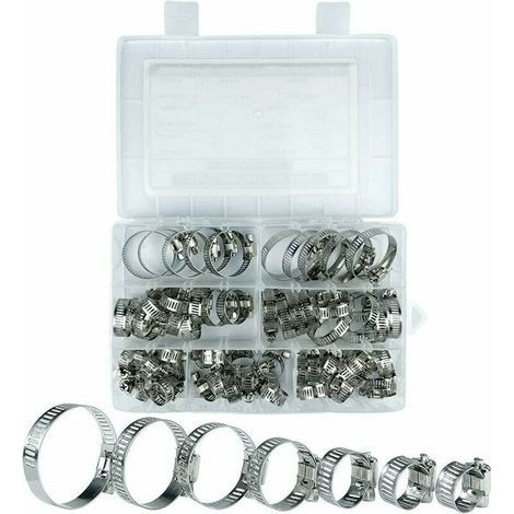 Collier De Serrage, Collier De Serrage Inox, 60 Pièces Collier Serrage Inox, 8-38mm 7 Tailles Différentes, Pour Piscines, Lave Linge, Lave Vaisselle, Conduites D'eau Domestiques (1/4)