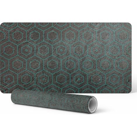 Alfombrilla protectora de vinilo con un moderno estampado geom茅trico de 90x45 cm.