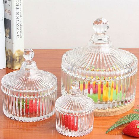Bocal à bonbons en verre cristal transparent, couvercle unique, polyvalent, S/M/L, Classique (1/5)