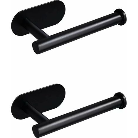Dérouleur Papier Toilette Mural Noir Acier Inoxydable, Auto-adhésif Porte Papier Toilette Mural sans Percage, Support Rouleau Papier Toilette, pour Cuisine et Salle de Bain, 2pcs (1/5)