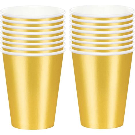 Gobelets en Carton Or - 16 Pièces - Papier Alimentaire - 270 ml - Anniversaire Mariage Fête (1/3)