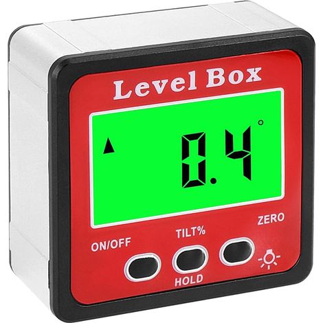 Rapporteur d'Angle Numerique, LCD Inclinometre Magnetique, Inclinomètre Numérique 4 x 90°, Niveau Digital Rétroéclairage, Outil de Mesure Angle, Level Box pour Menuiserie et Bâtiment