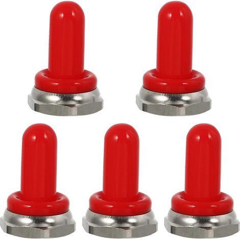 Set mit 5 staub- und wasserdichten Abdeckungen für Kippschalter, für optimale Sicherheit. – 2,50 x 1,70 x 1,70 cm – Rot (1/4)