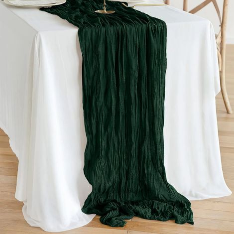 TAPIS DE COURSE ROND BOHO VERT BOUTEILLE RUSTIQUE pour une table délicate 90x300 cm (1/5)