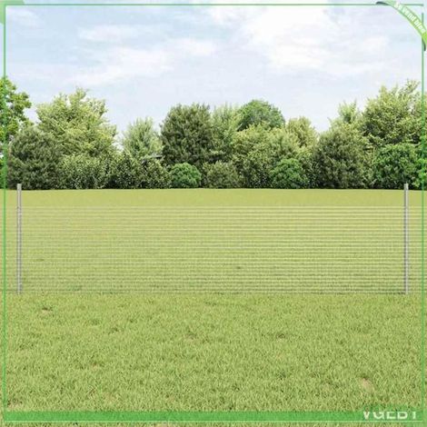 Kit clôture acier argent 0,5 x 10 m (H50 x L10 m) – 5 poteaux, rouleau et vis (1/5)