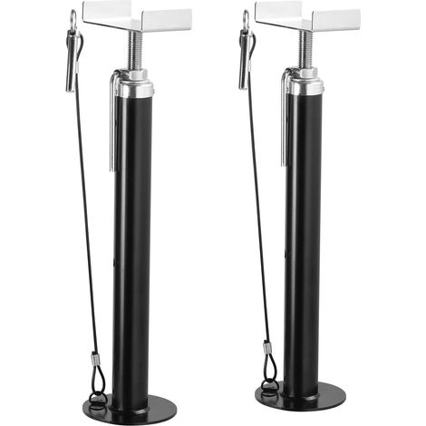 Vérin Stabilisateur 2PCs Béquille pour Caravanes Charge 2,27x2 T Support de Stationnement pour Camping-car en Acier Robuste Hauteur Réglable 500-1230 mm Compact pour Remorque 510x135x135 mm (1/5)