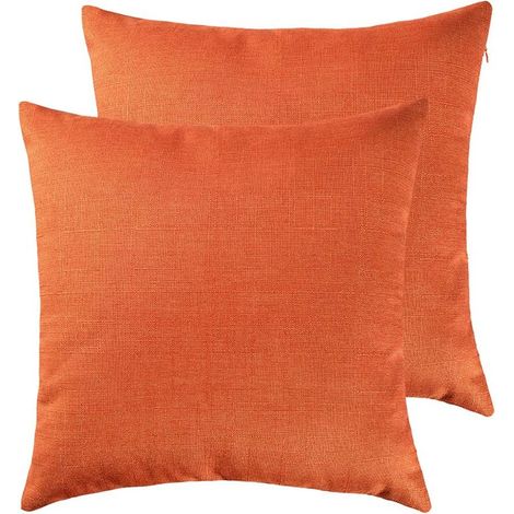 Housse De Coussin - 18x18 Pouces - Chenille - Orange - Lot De 2 (1/5)