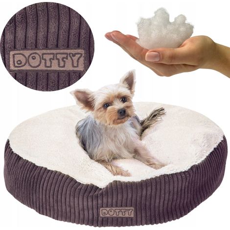 Cama redonda para perros DOTTY, puf, cojín para gatos, pana, felpa minky (1/5)
