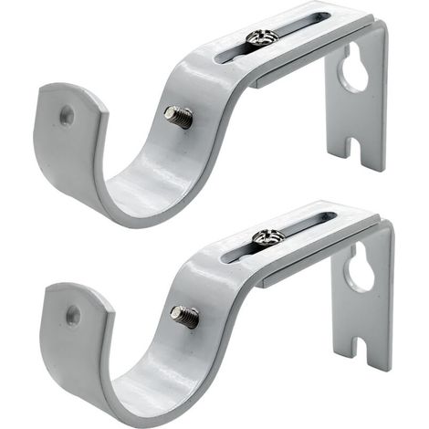 Lot de 2 Support de tringle à rideau réglable,, crochet mural pour tringle à rideau, convient aux tringles à rideaux d'un diamètre de 25 mm, blanc (1/5)