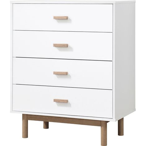 Melanie-Commode à 4 tiroirs en aspect chêne blanc (1/5)