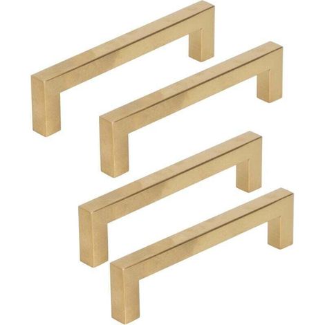 4 pièces. Poignée de porte d'armoire de cuisine en acier inoxydable doré, poignées de remplacement pour placard, 12x12x193mm.. (1/4)