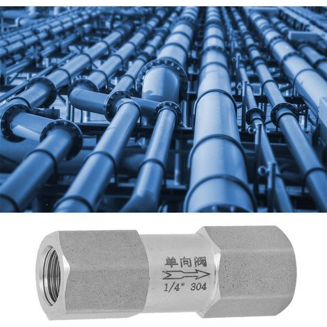 Clapet anti-retour hexagonal en acier inoxydable 304, haute résistance à la température et à la pression (1/4 po BSPP) (1/5)
