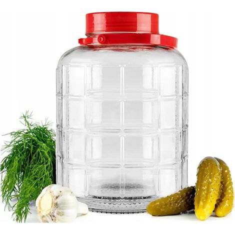 BARATTOLO DI VETRO PER SOTTACETI 2L CON MANICO PER CONSERVE, LIQUORI, VINO (1/5)