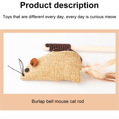 Ensemble de 7 jouets amusants pour chats : baguette à mouches en forme de souris artificielle, accessoire pour animaux de compagnie. (1/5)