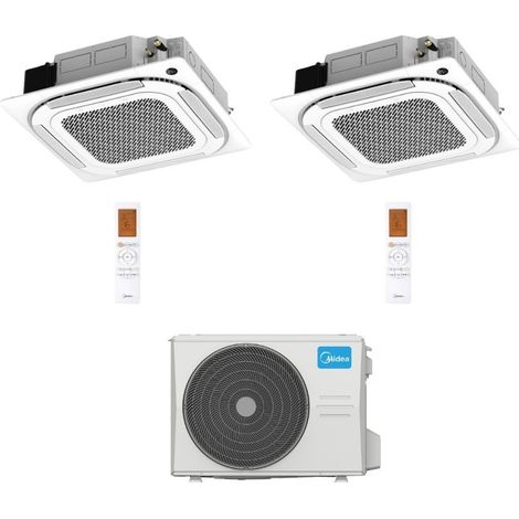 Midea Climatizzatore a Cassetta 4 Vie Dual Split MCA4U 12+12 con M2OE-18HFN8-Q Inverter R 32 Wi-Fi Optional Classe A++