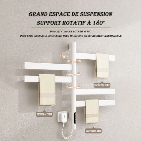 Largeight – Sèche-serviette électrique rotatif 150W – Acier inoxydable 304 – Chauffage à 360° – Économie d'énergie – IPX5 étanche