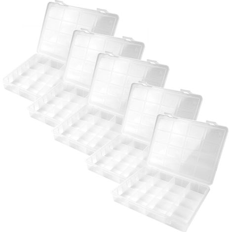 5x Kunststoff Sortimentskasten Sortierkasten Kleinteilemagazin 16 Fächer transparent (1/4)