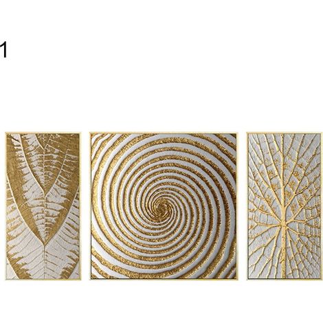 Tableau Abstrait - Toile Géométrique - Décoration Murale Sans Cadre - Pour Salon Chambre Séjour - Lot de 3 (1/5)