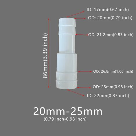 (5 pièces, 20-25 mm) 5 raccords flexibles en plastique pour tuyau d'arrosage, réducteurs à embout cannelé, adaptateurs et épissures pour la réparation de tuyaux d'eau, de jardins, d'aquariums et de la (1/5)