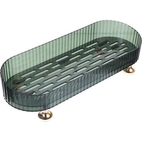 Organisateur Toilette Transparent en Pet et Abs, Support pour L'égouttage et Rangement Gain de Place, Plateau Porte-savonnette Moderne pour Salle de Bain (1/5)