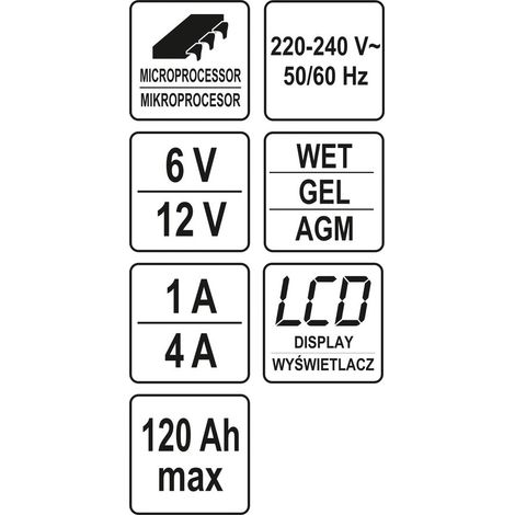 Chargeur de batterie de voiture Yato YT-83033 6 V/12 V