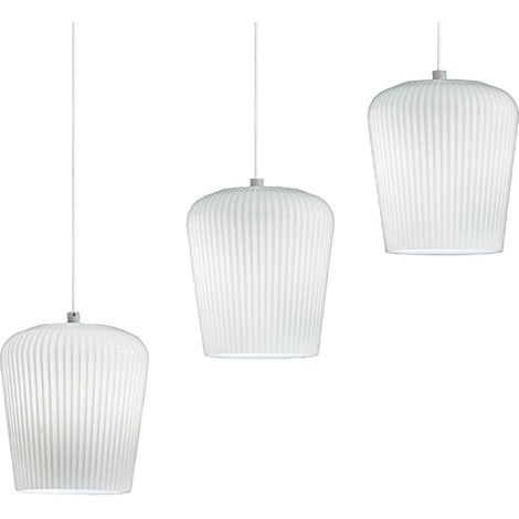 Sospensione vetro bianco gea luce numa dec e27 led lampada soffitto decentramento classica