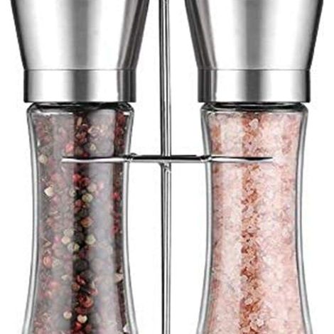 Moulin à poivre noir en deux parties en acier inoxydable, accessoires de cuisine, bouteille en verre (1/5)