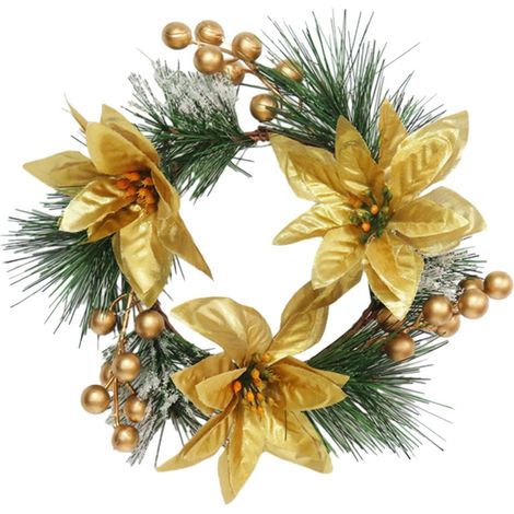 Couronne Pour Bougie De Noël - 20 Cm - En PVC - Pour Cheminée Salle À Manger Porte D'Entrée - 1 Pièce (1/5)