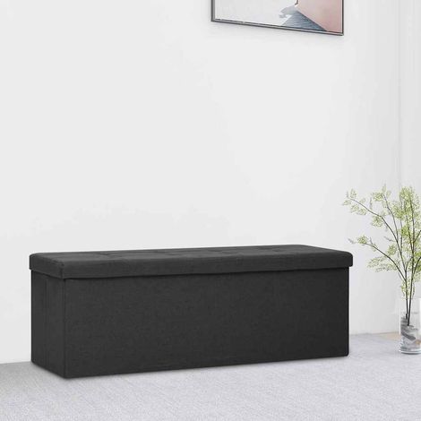 vidaXL Banc de rangement pliable Noir Faux lin (1/5)