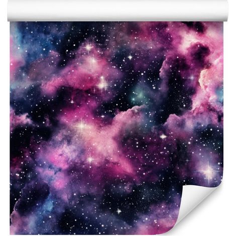 Aquarell-Galaxy-Tapete, Marineblau, Lila und Pflaume, 50 x 1000 cm (1/5)
