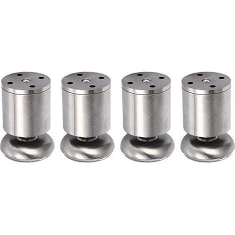 Juego de 4 patas de acero inoxidable regulables en altura para muebles y mesas, de 50 x 80 mm, con pies de goma, seguras y silenciosas. (1/5)