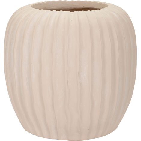 Vaso, Acabamento Estriado Diâmetro 16 cm, Graduação de Cor Estrutura Creme, Branco Creme - Pangni (1/5)