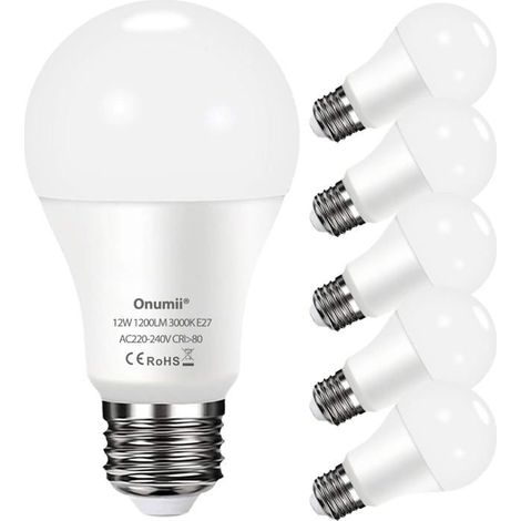 Ampoule LED E27 12W équivalent à une ampoule de 100W, 1200LM lumière blanche chaude 3000K, grand culot à vis A60 E27 (1/4)