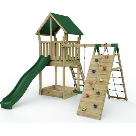 Rebo Modular Wooden Climbing Frame Adventure Playset - Swing & Climb Wychwood