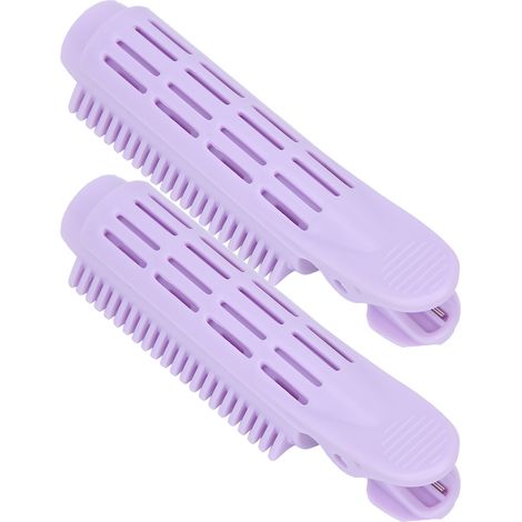 Lot de 2 pinces à friser pour cheveux, bigoudis volumisants, outil de coiffure naturel et duveteux, violet (1/5)