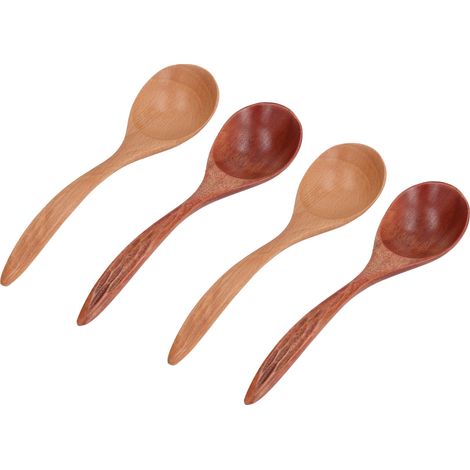 4er-Set Suppenlöffel aus Holz, tragbar, elegant, für Zuhause, Restaurant, zum Essen, Kaffee oder Haferflocken (1/5)