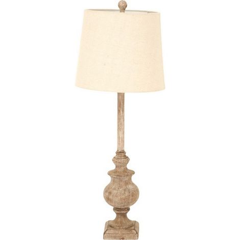Chiaro Candlestick Table Lamp with Linen Shade - Resin - L25 x W25 x H80 cm - Brown